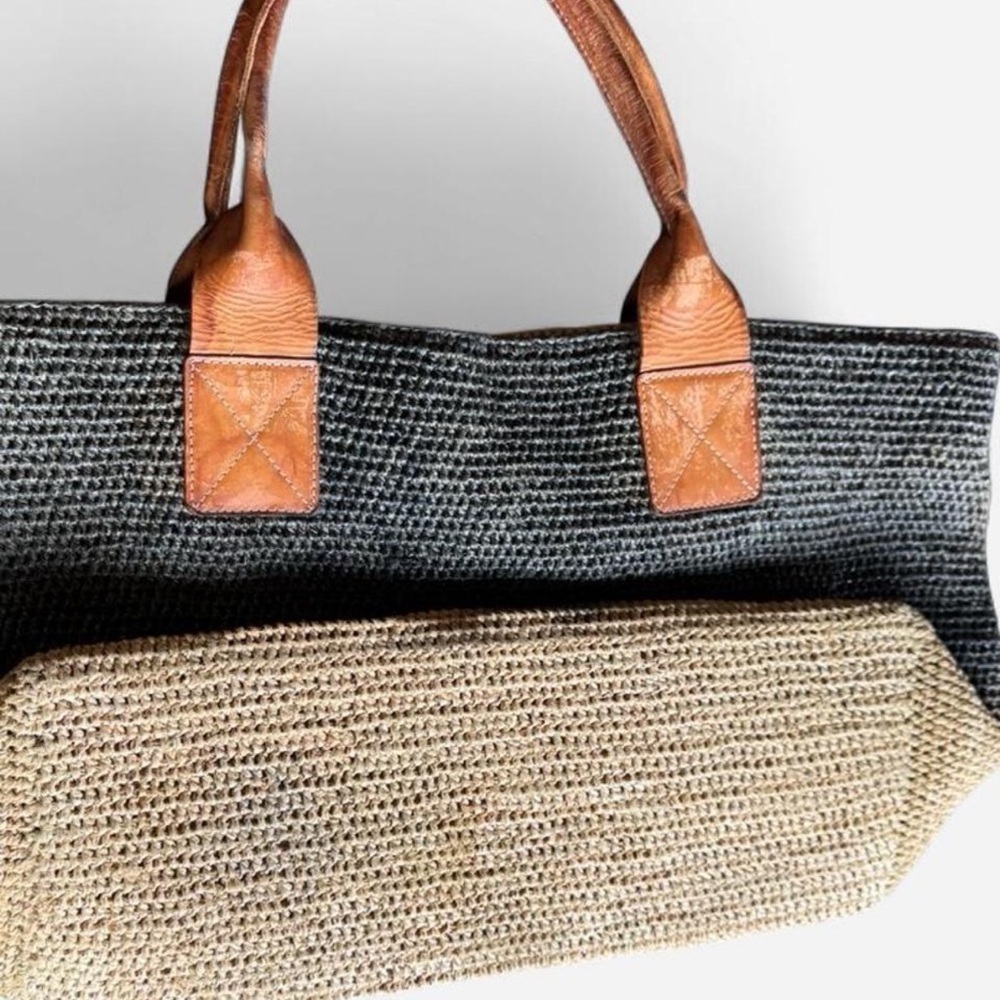 Helen Kaminski Natural Woven Tote with Brown Handles - Picture 6 of 9